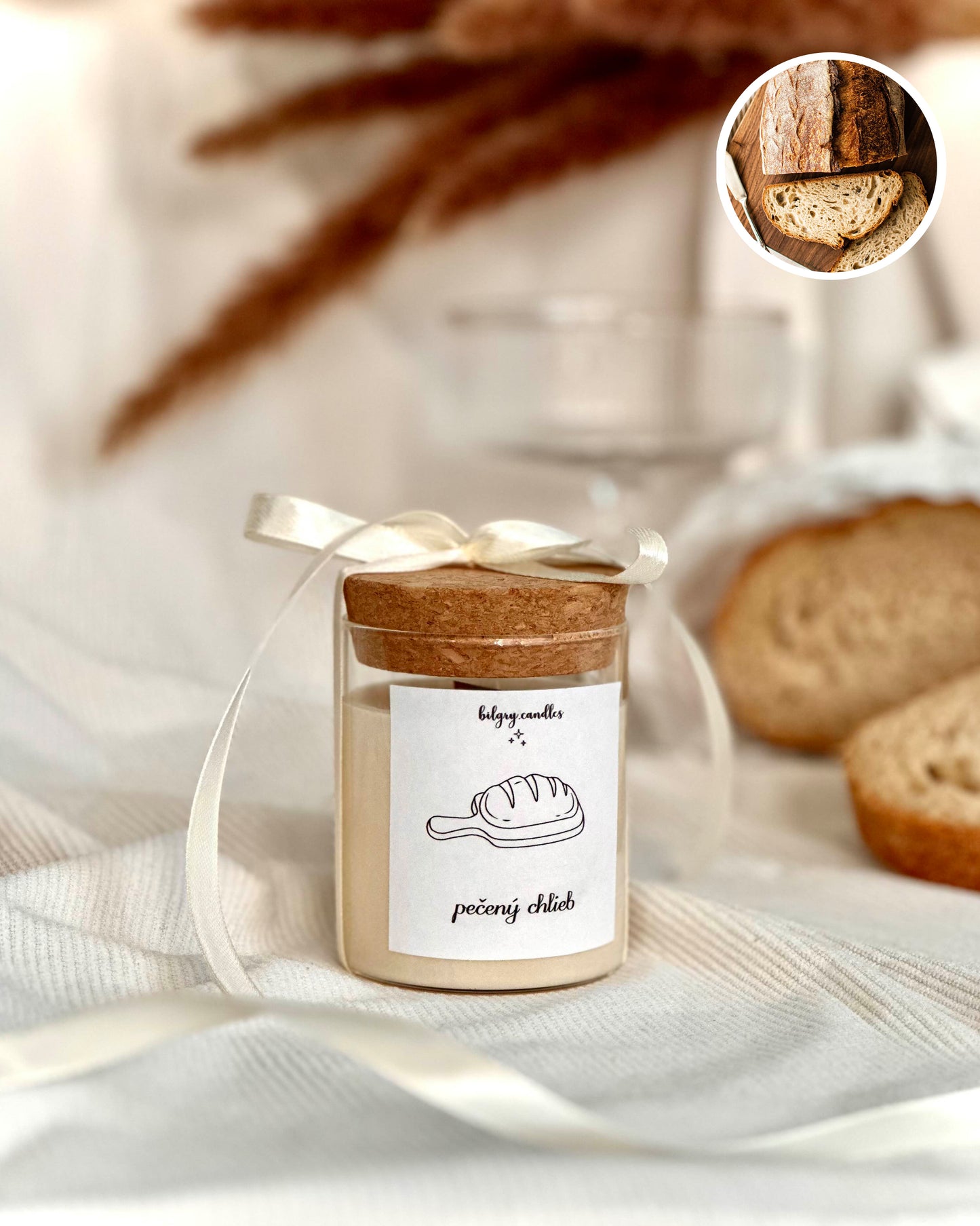 JÁTY CHLÉB - svíčka s korkovým víčkem