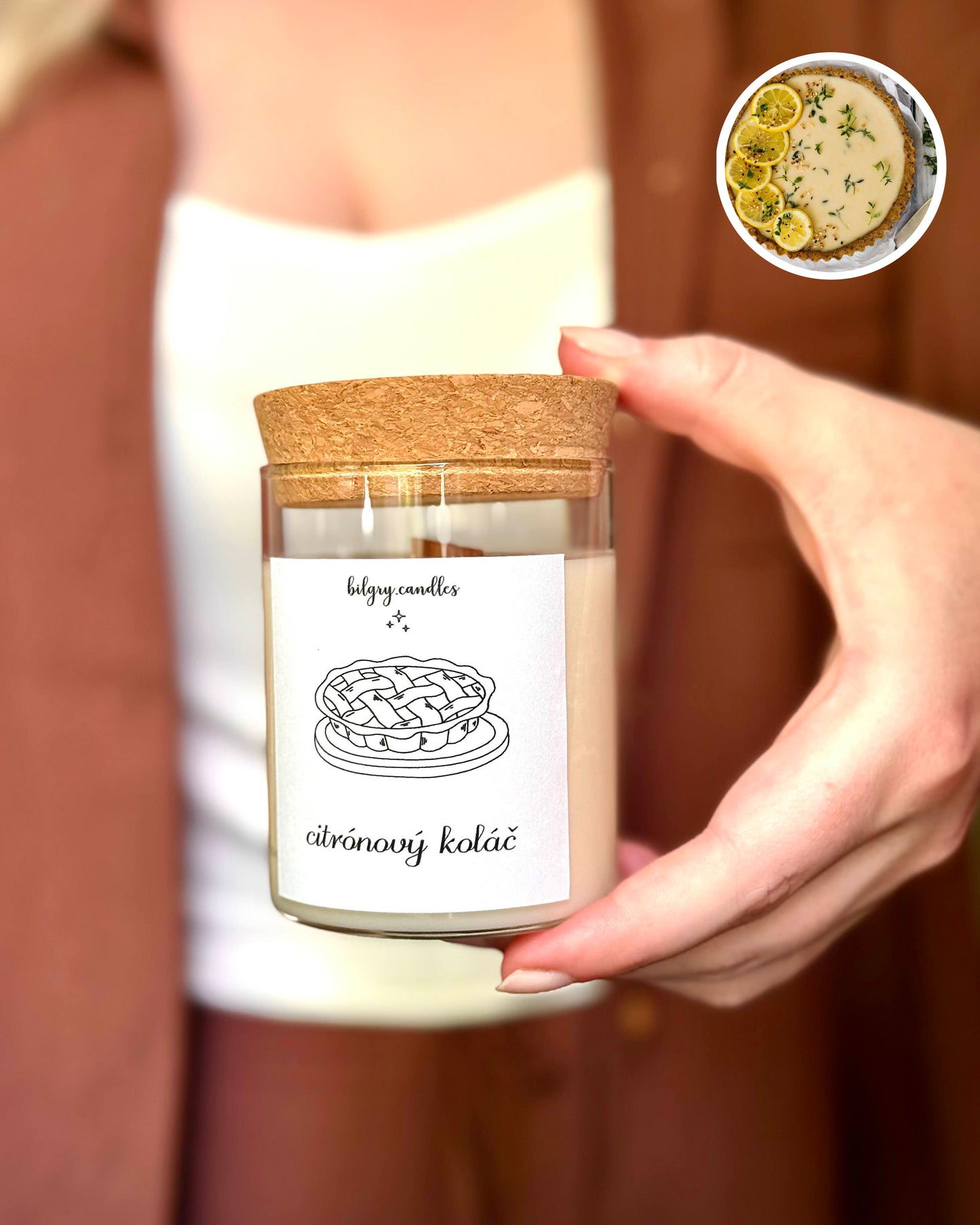 CITRÓNOVÝ KOLÁČ -  sviečka s korkovým viečkom
