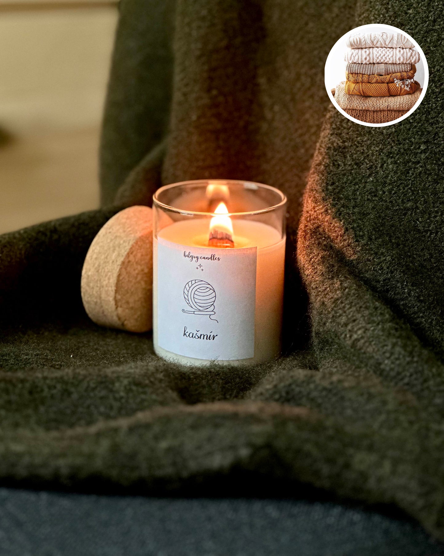 KAŠMÍR -  sviečka s korkovým viečkom