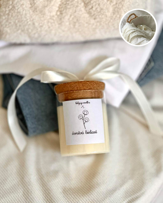 ČERSTVÁ BIELIZEŇ - sviečka s korkovým viečkom